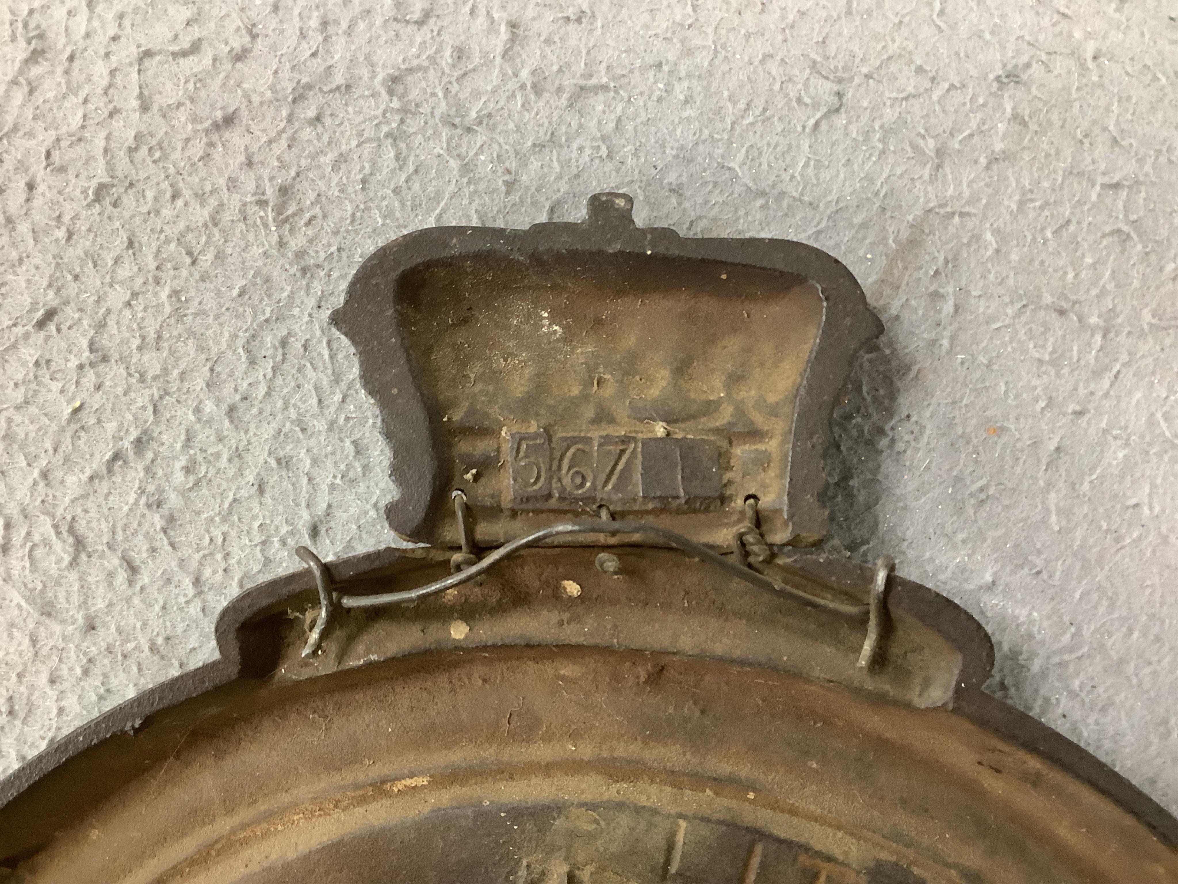 A cast iron profile of the Duke of Wellington, inscribed verso 'Moulded by Jobson's Patent Process, Litchurch, Derby, Registered No. 3, 13th November 1854'. Condition - good